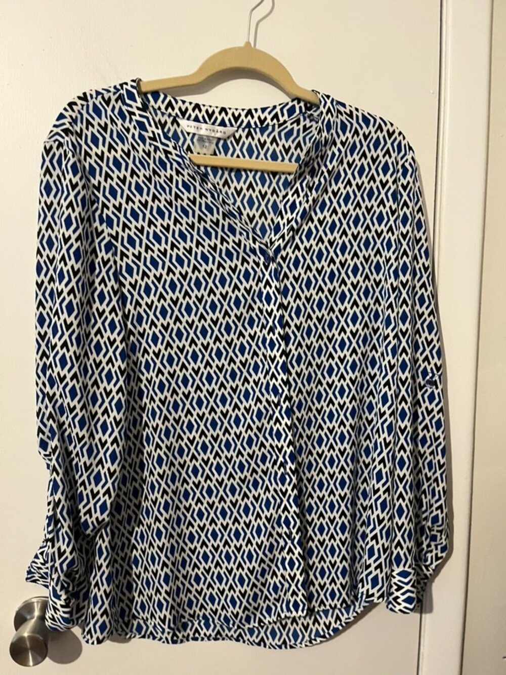 PETER NYGARD Blue & white Long sleeve Blouse SZ 12